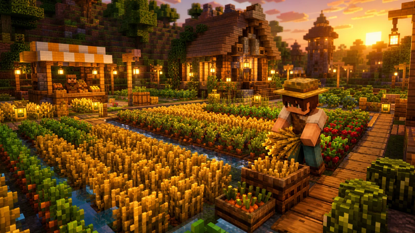 A warm custom farm at sunset